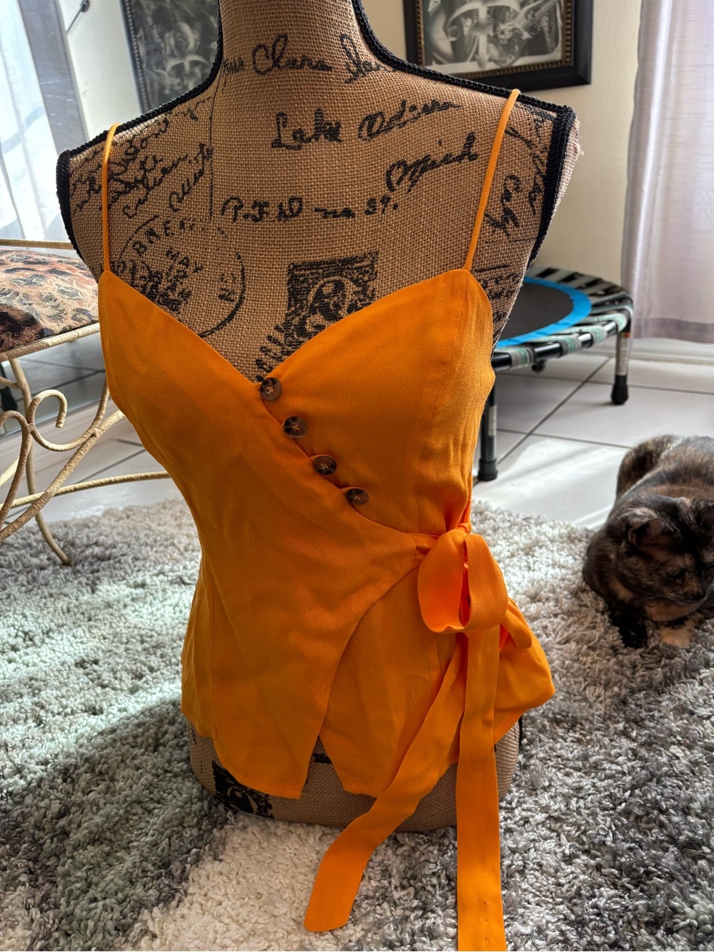 ASTR Vibrant Orange Wrap Cami with Side Tie
